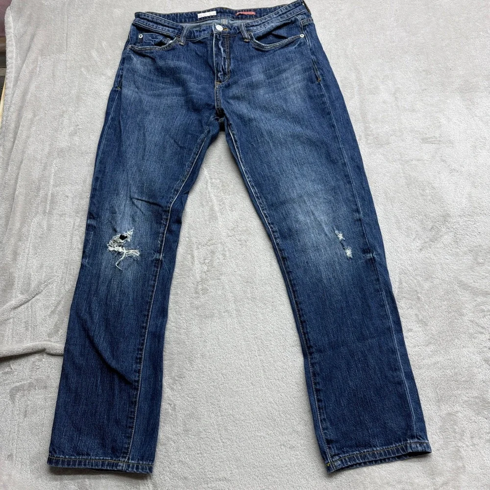 Pilcro‎ Slim Boyfriend Crop Jeans Women's 29 Blue Distressed Denim Anthropologie